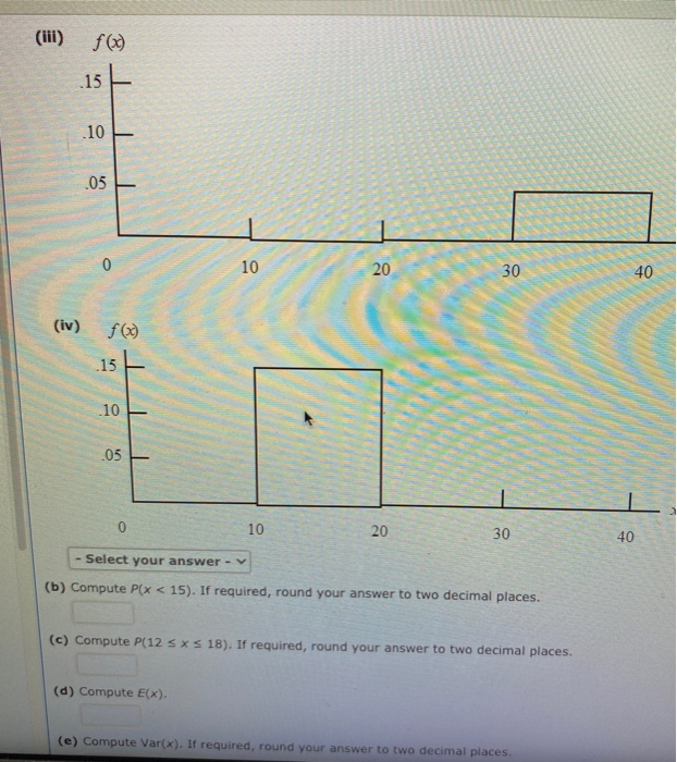 10 and 20. (a) Choose a graph below which shows probability density