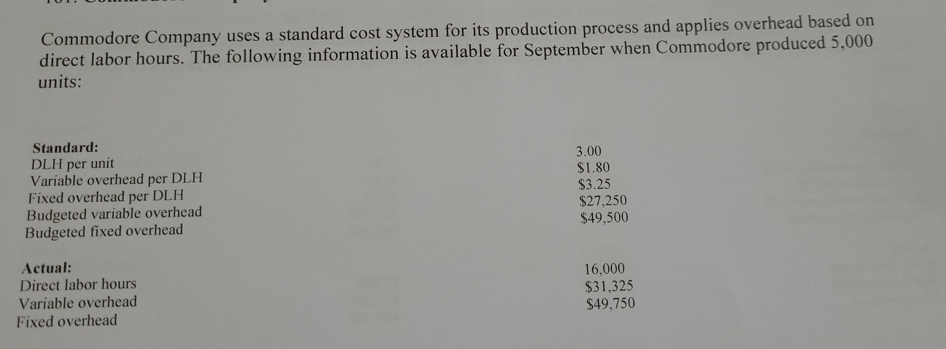  Please show calculation Required:Using the three-variance approach, a.what is spending variance?