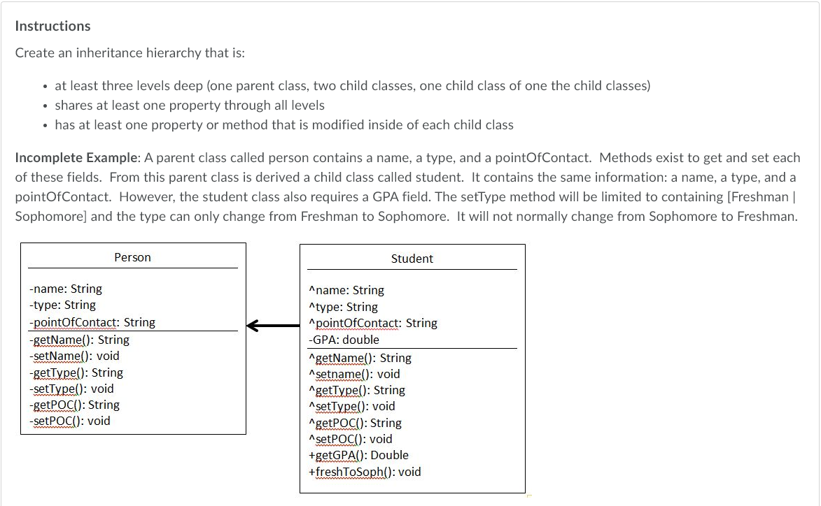 Write in C# Instructions Create an inheritance hierarchy that is: at least