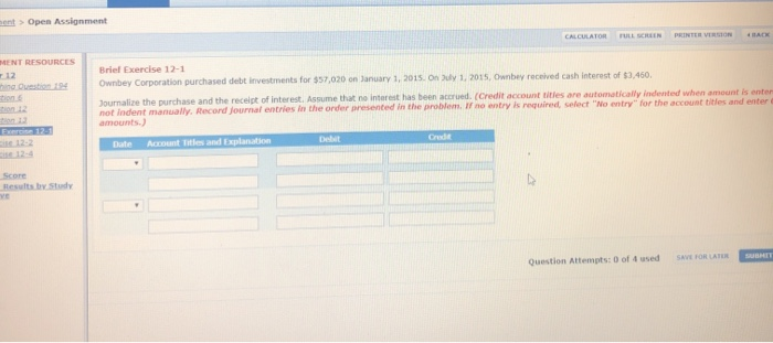  bent > Open Assignment CALCULATOR FULL SCREEN PRINTER VERSION BACK MENT