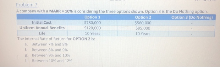 the three options shown. Option 3 is the Do Nothing option Option