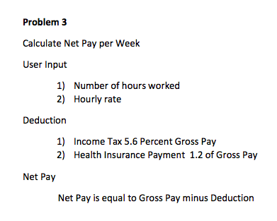 What is the python code for this? Problem 3 Calculate Net Pay
