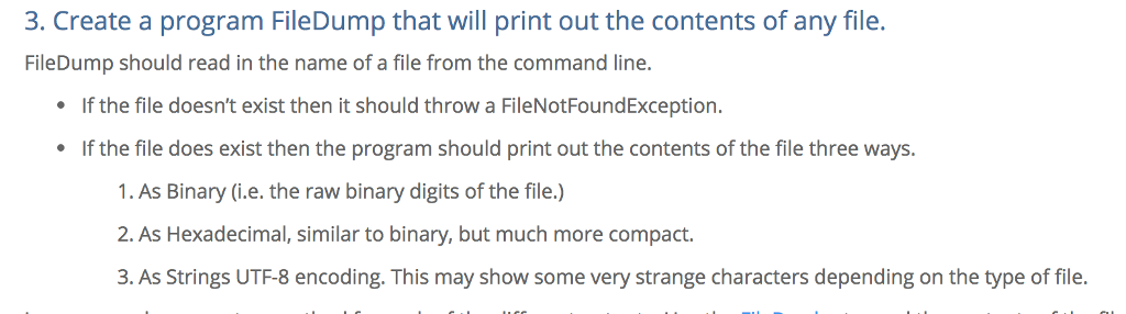  I need help on number 3 3. Create a program FileDump
