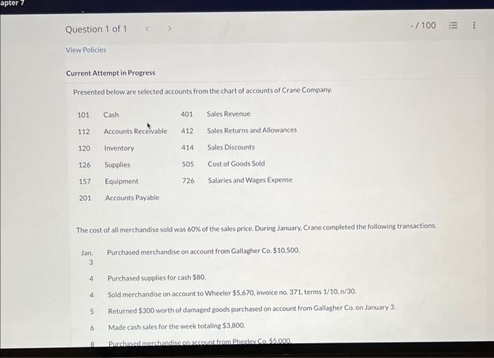  Current Attempt in Progress Presented below are selected accounts from the