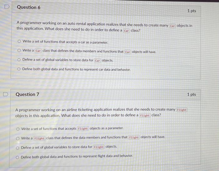  please A programmer working on an auto rental application realizes that