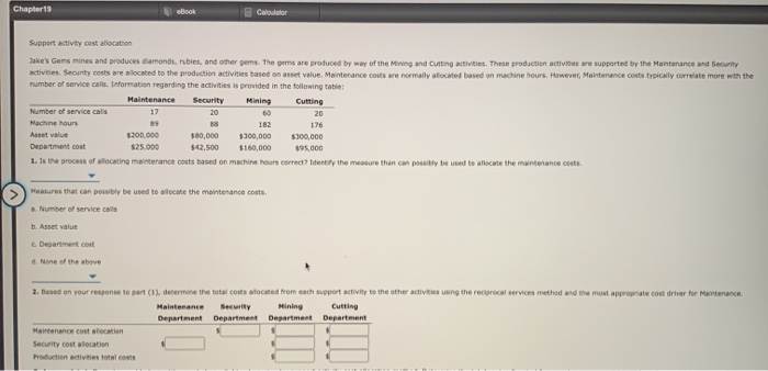  Chapter 13 Support activity cost a ction Takes Gems mines and