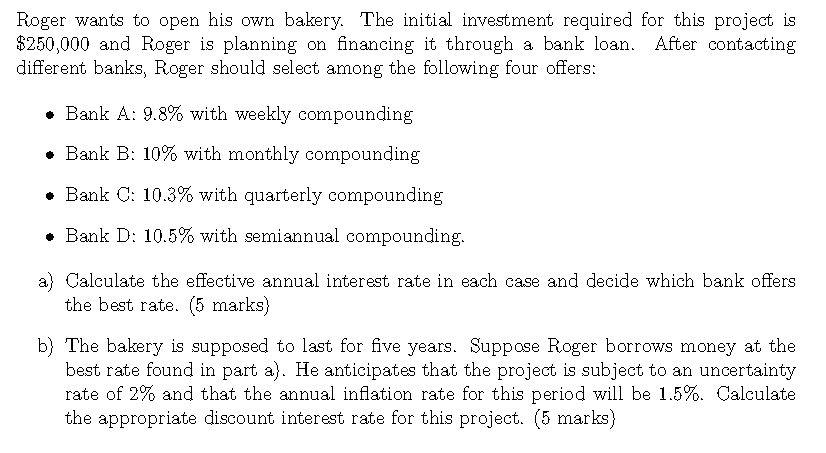  (c) Construct a table with a column reflecting the cash flows