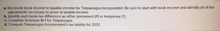 AND THANK U! Timpanogos incorporated is an accrual-method, calendar-year corporation. For 2021