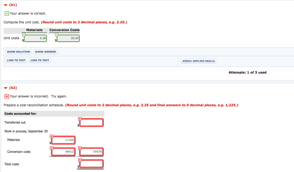  (b1) Your answer is correct. Compute the unit cost. (Round unit
