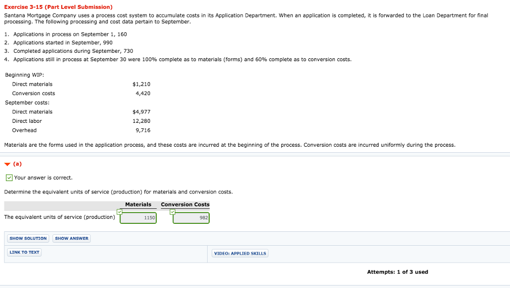 costs to 2 decimal places, e.g. 2.25) Materials Conversion Costs Unit costs