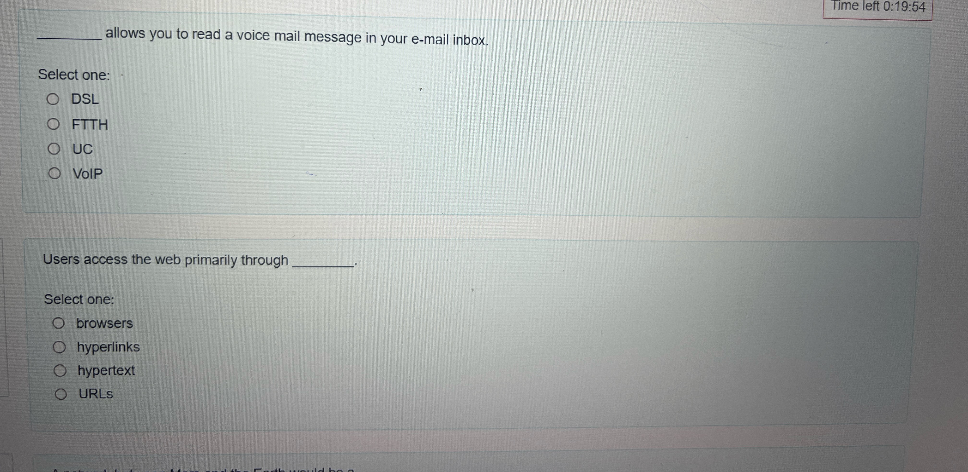  Time left 0:19:54 q, allows you to read a voice mail