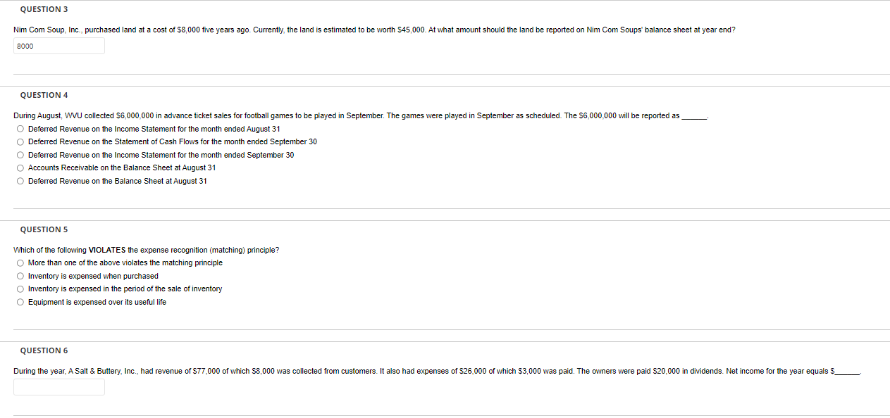 could you answer 3-6 please QUESTION 4 Deferred Revenue on the Income