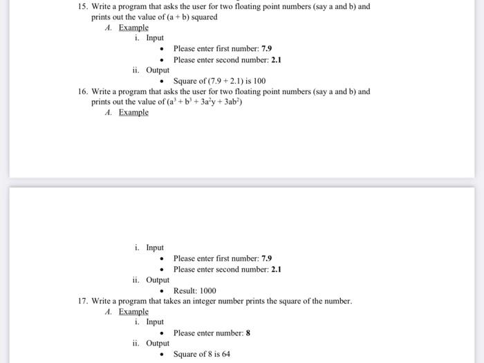 programming C++ 15. Write a program that asks the user for two