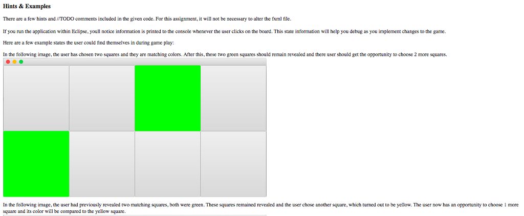 * A square is "revealed" when the user clicks on it -