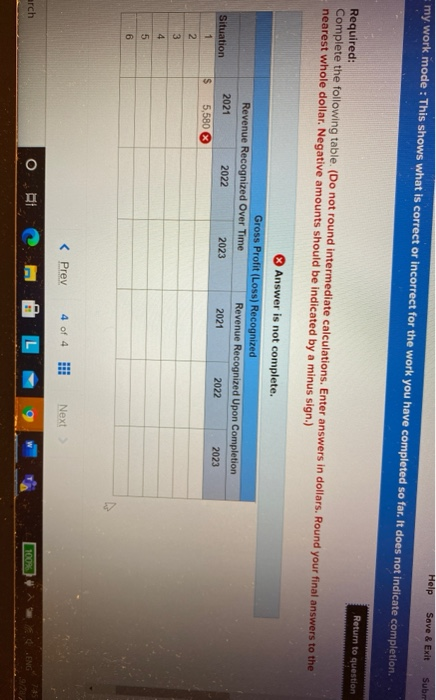 incorrect for the work you have completed so far. It does not