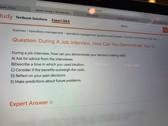  g.com apter 7 Quiz Solved: During A Job Interview,. MHE Reader