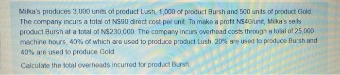 profit using marginal costing was $25 000. The fixed production overheard rate