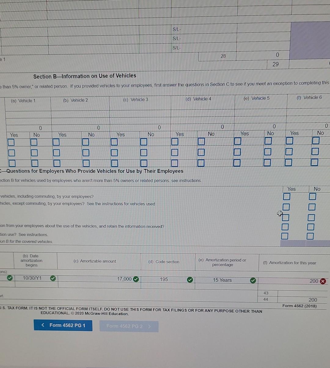 the form 4562? Thank you! Required information [The following information applies to