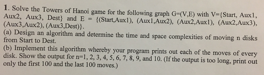  In Java Code 1. Solve the Towers of Hanoi game for