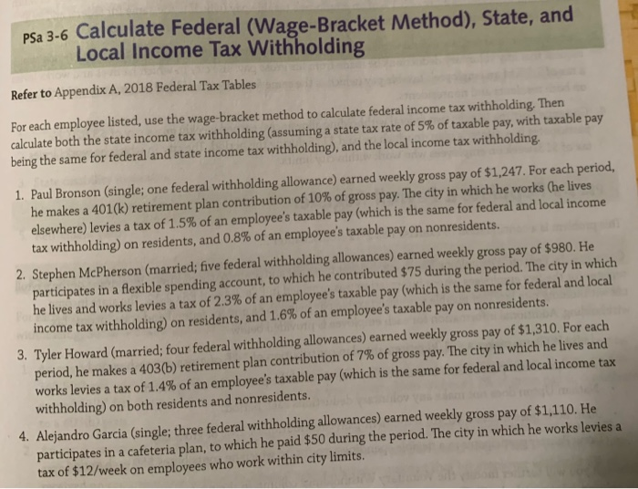to calculate federal income tax withholding: of $975. He participa 1. Sam