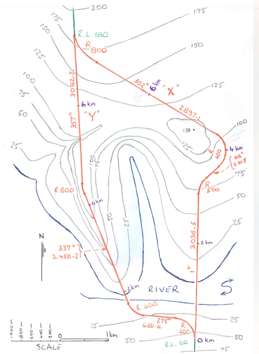 red lines on the sketch map show two possible new road alignments