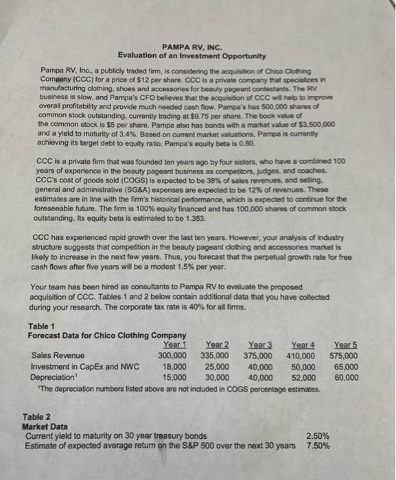 PAMPA RV, INC. Evaluation of an Investment Opportunity Pampa RV, Inc., a