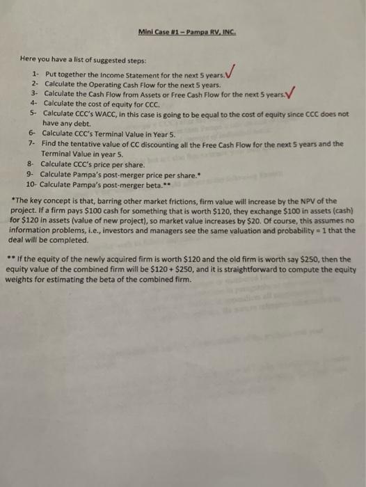 publicly traded firm, is considering the acquisition of Chico Clothing Company (CCC)