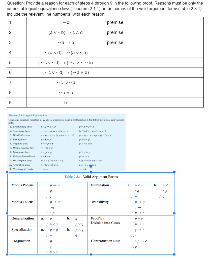  Theorem 2.1.1 Logical Equivalences Given any statement variables p,q, and r,