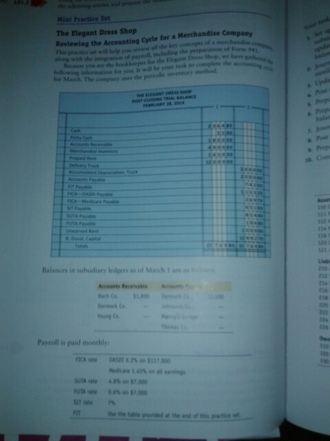  mini practice set for the elegant dress shop chapter 12 college