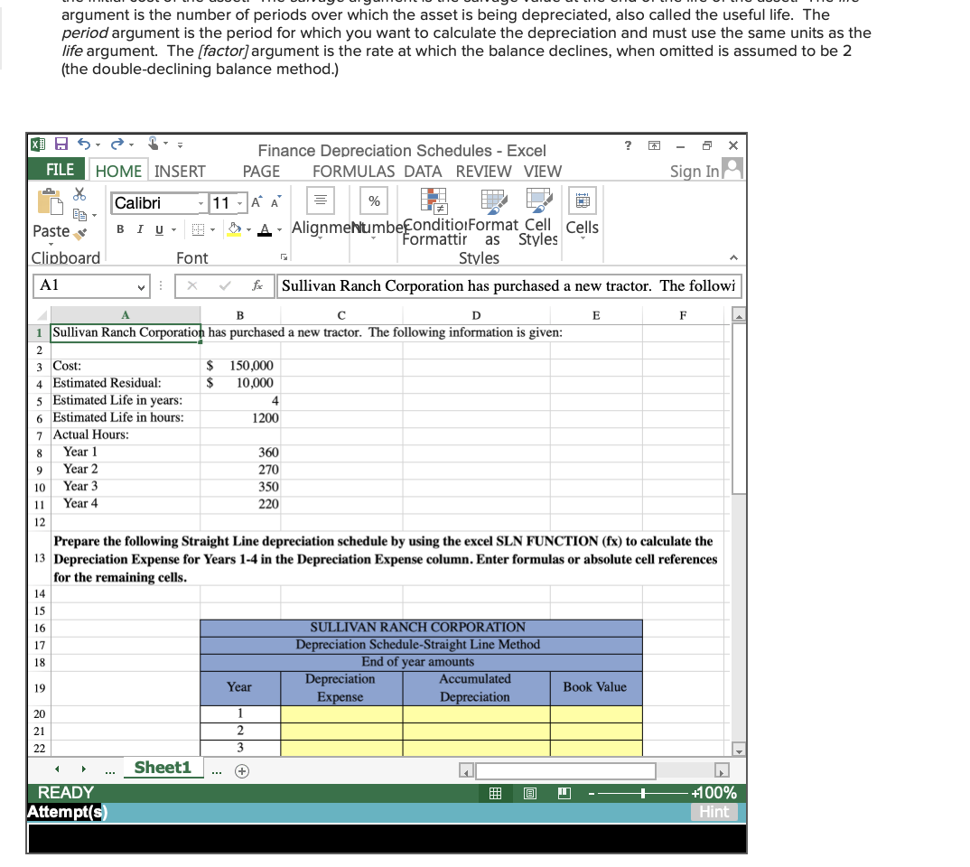 THE THREE TABLES. Depreciation using Excel's Absolute Cell Referencing, SLN and DDB