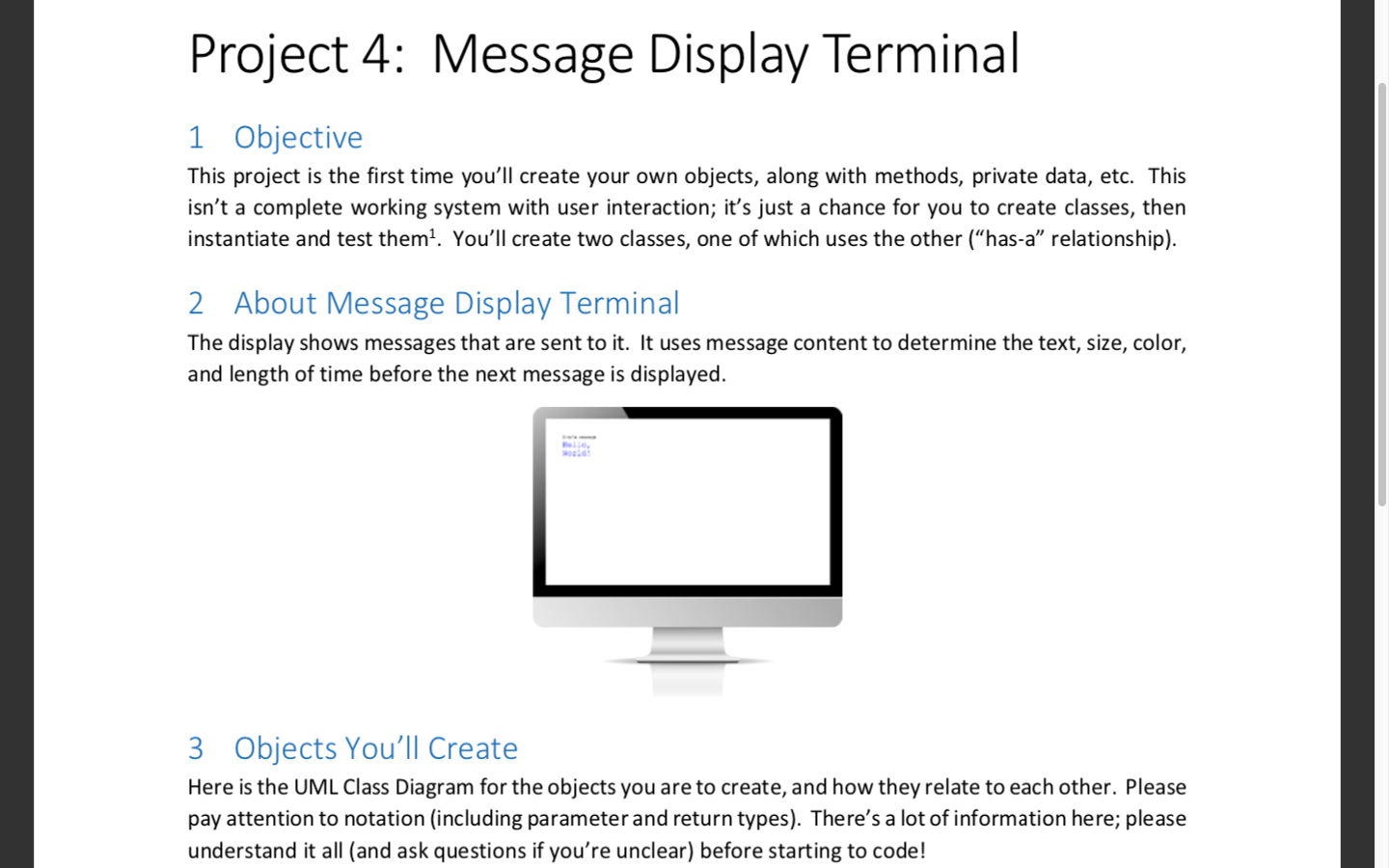  Project 4: Message Display Terminal 1 Objective This project is the