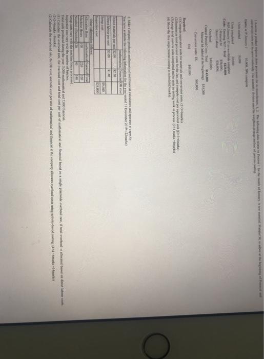 month of Aww, conversion costs are incurred uniformly. The embly division was