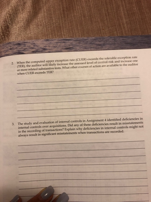  When the computed upper exception rate (CUER) exceeds the tolerable exception