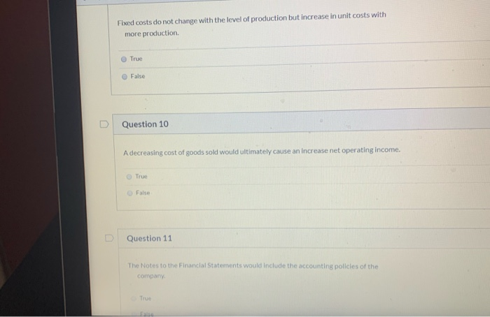  need help on these 3 Fixed costs do not change with
