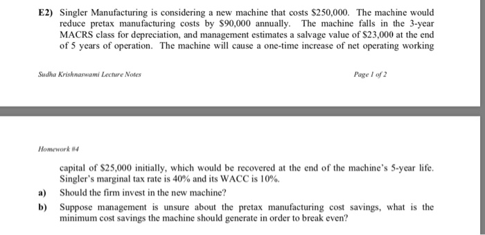please use excel to answer the question and show all outputs E2)