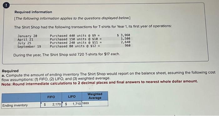 2 5 Required information [The following information applies to the questions displayed
