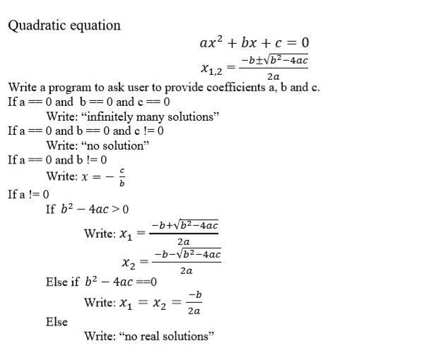 Write a program to ask user to provide coefficients a, b and