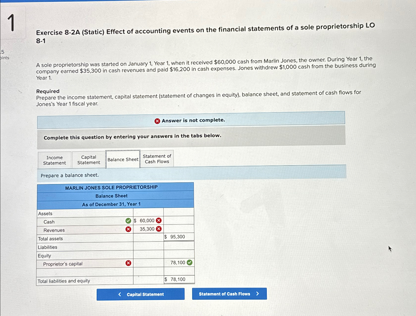  1 Exercise 8-2A (Static) Effect of accounting events on the financial