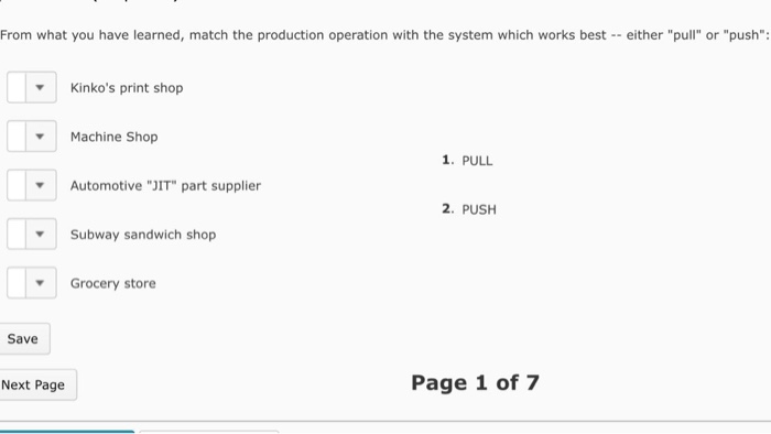 I need help for this question? From what you have learned, match
