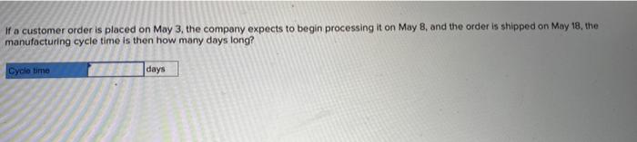  If a customer order is placed on May 3, the company