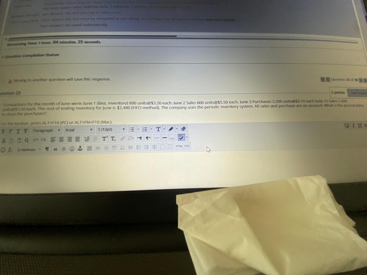  Mining Time 1 hour, 04 minutes, 25 seconds Question Completion Status