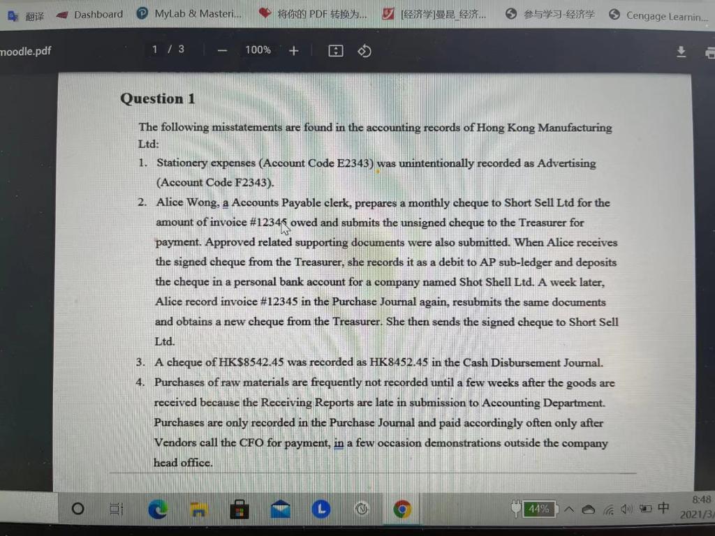 Dashboard MyLab & Masteri... PDF, ... U , Cengage Learnin... moodle.pdf