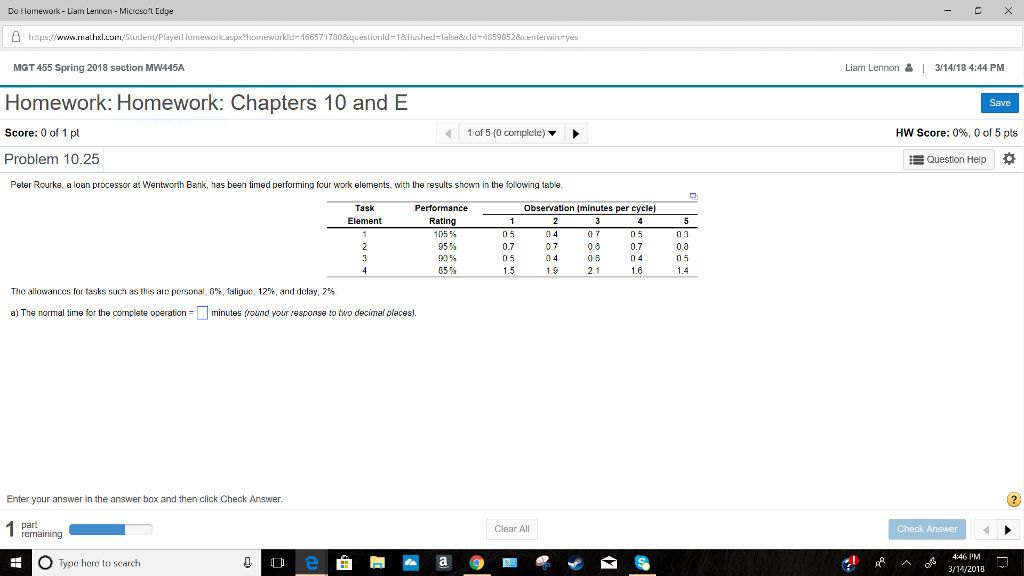B) What is the Standard time? Do Homework- Liam Lennen- Micreset Edge
