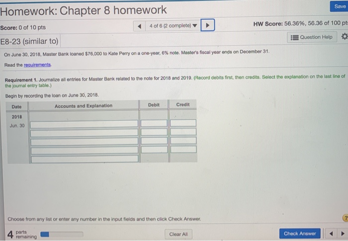  please help with this question Save Homework: Chapter 8 homework Score: