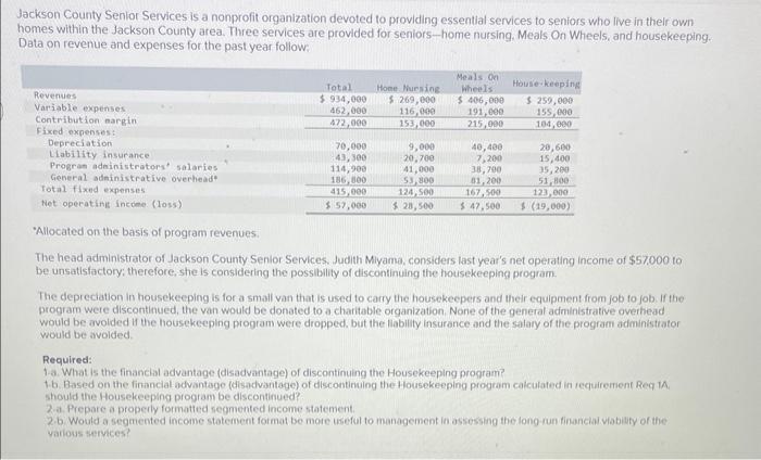  Jackson County Senlor Services is a nonprofit organization devoted to providing