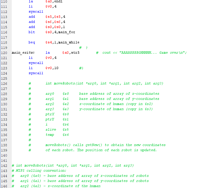 is the entire ASM code MARS4 MIP: \# \# A proper program