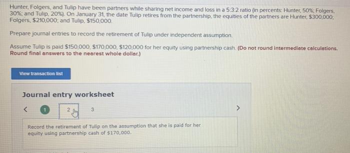 while sharing net income and loss in a 532 ratio in percents.