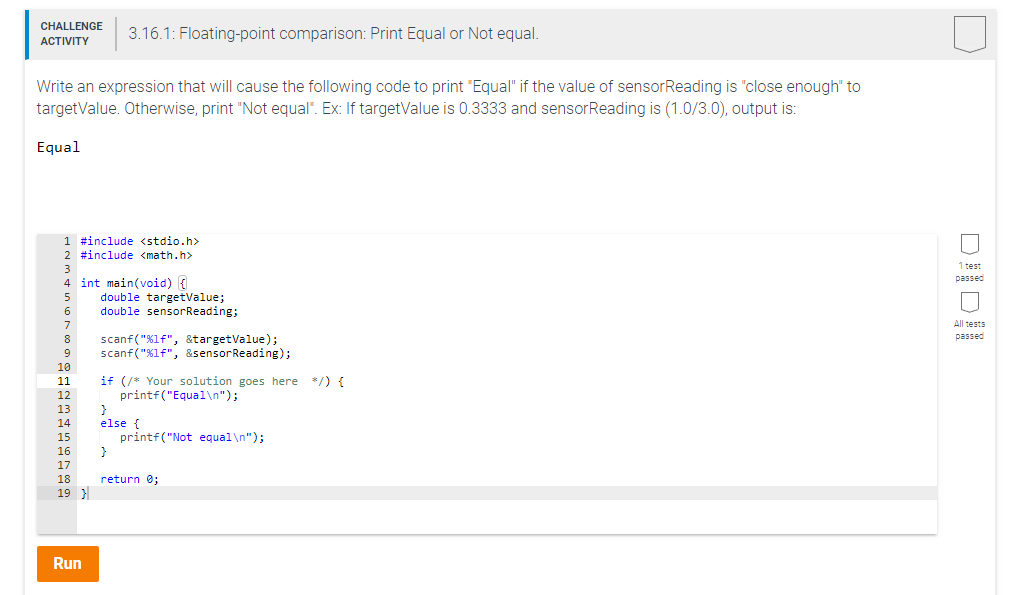 i have no idea how to do floating point comparison this is