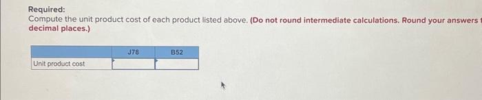 and activity data have been supplied for the following products: Required: Compute