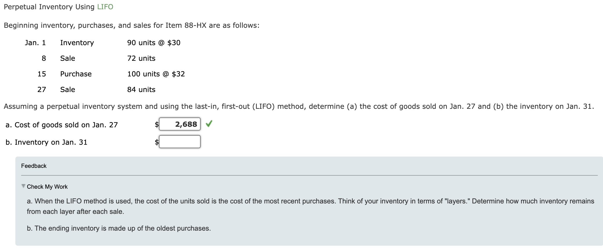 Please help Perpetual Inventory Using LIFO Beginning inventory, purchases, and sales for